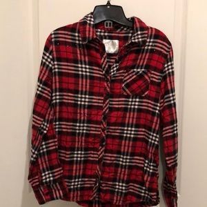 🌻3/$20 Girls Justice plaid button down with some bling size 18